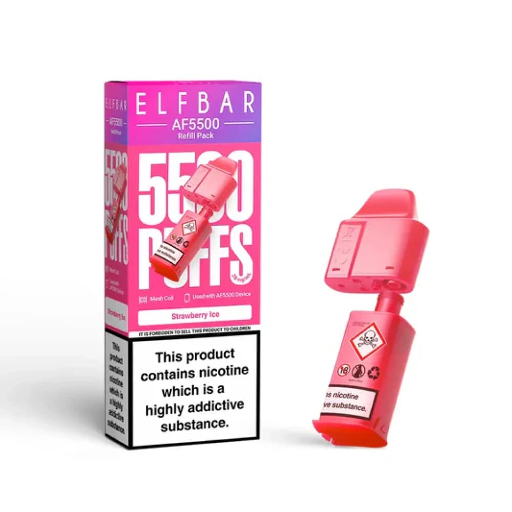  Strawberry Ice Elf Bar AF5500 Prefilled Pods Box of 5