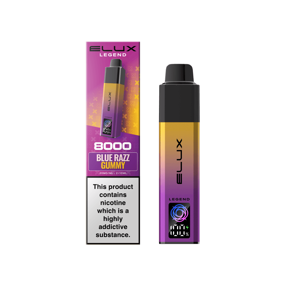  Blue Razz Gummy Elux Legend 8000 Pod Vape Kit Box of 5