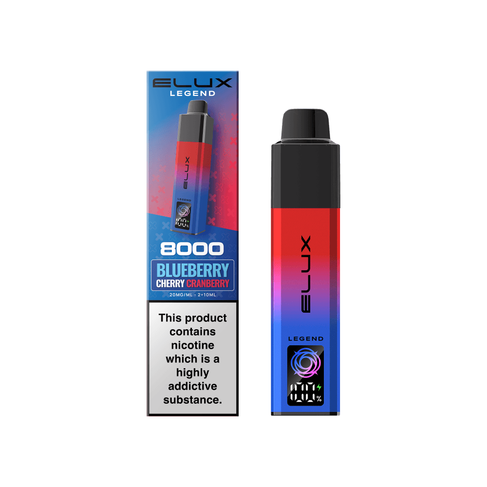  Blueberry Cherry Cranberry Elux Legend 8000 Pod Vape Kit Box of 5
